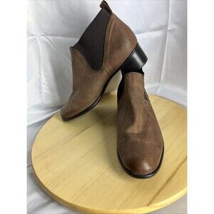 Munro Womens Shari Boot Size 9.5 Brown Leather Chelsea Bootie Block Heel Pull On
